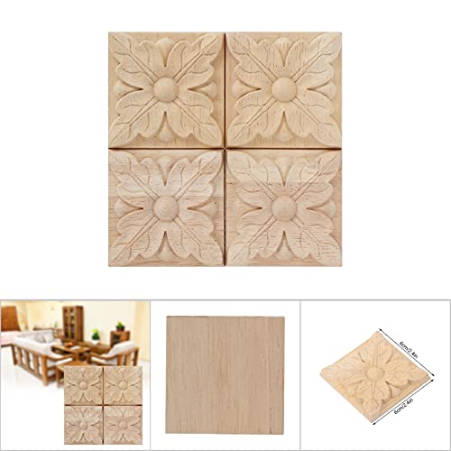 4pcs Square Wood Appliques J198538
