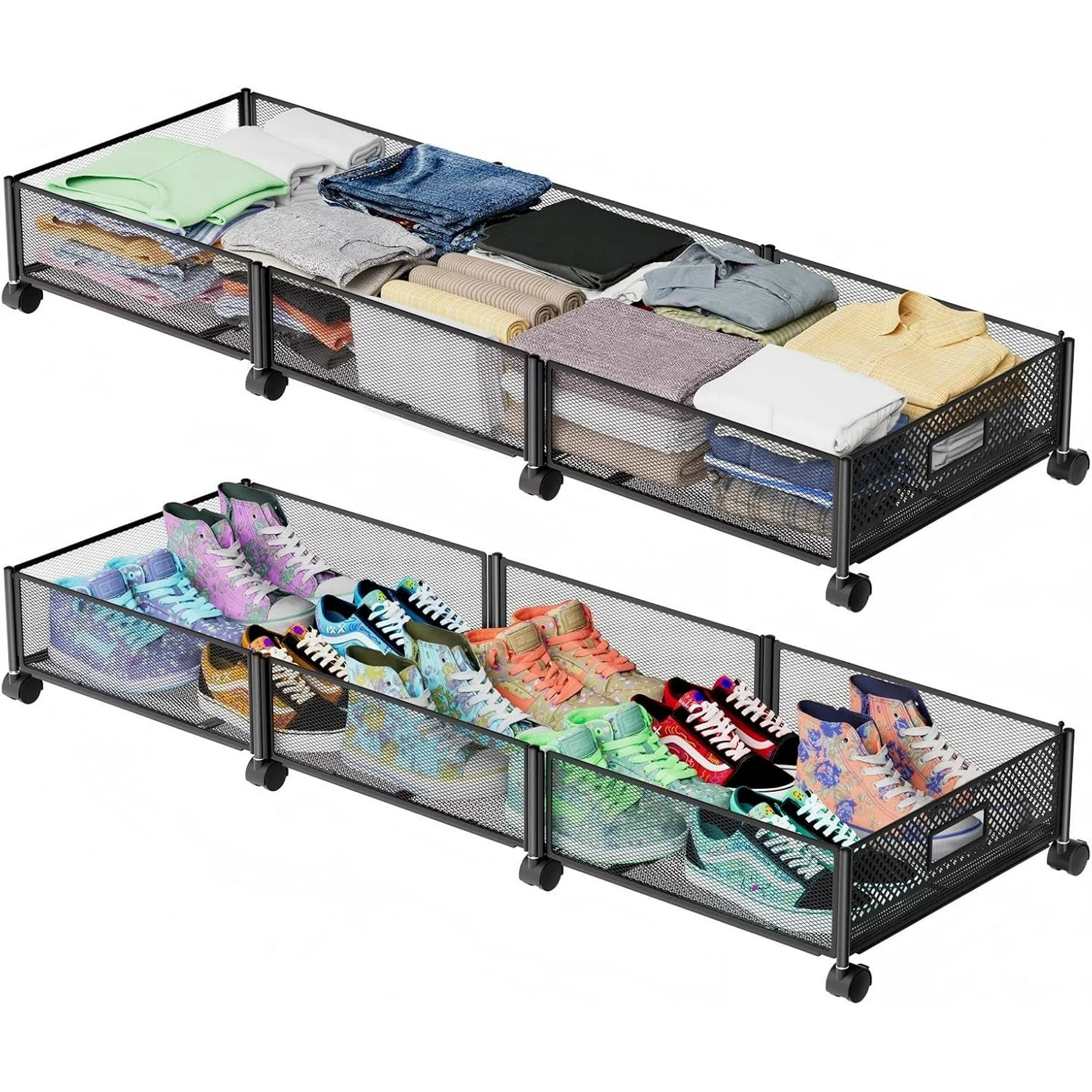 47.2'' Long Under Bed Storage on Wheels, 57.6L Large Capacity Foldable Drawers X817339