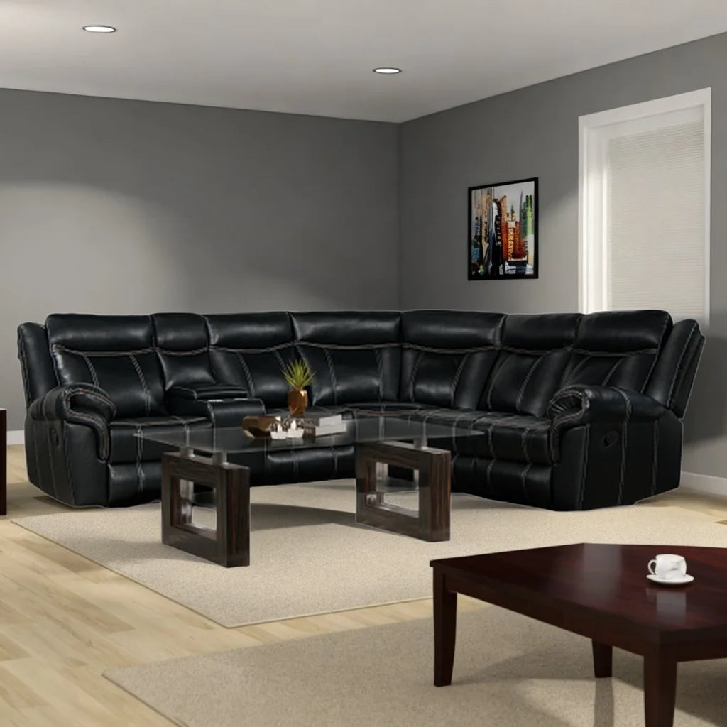 Manual Recliner Sofa with Cup Holder (Black) L96342