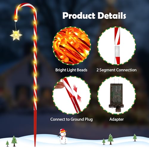24 Pack Solar Candy Cane Lights with Remote G872