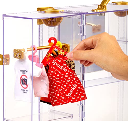 Portable Clear Acrylic Fashion Closet with 31+ Doll Clothing & Accessories U119949