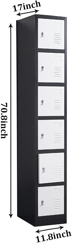 6 Door Tall Metal Storage Locker with Combination Lock D5284