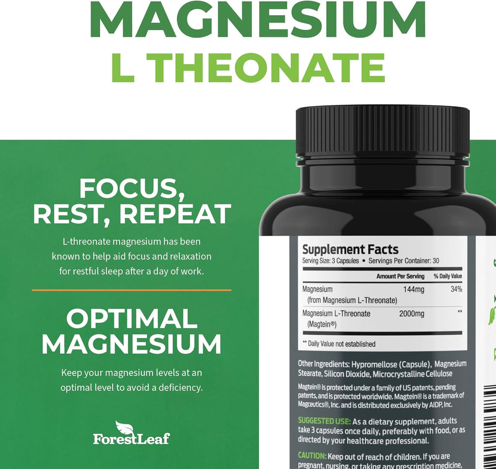 Magnesium L-Threonate Capsules 2000mg 90 Count T958110