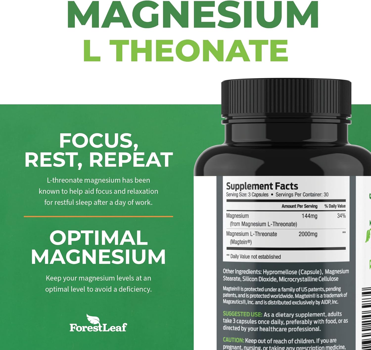 Magnesium L-Threonate Capsules 2000mg 90 Count T958110