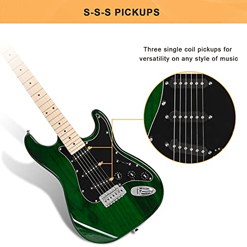 Full Size Electric Guitar with 20W Amp and Accessories Pack Guitar Bag (Blue) J929