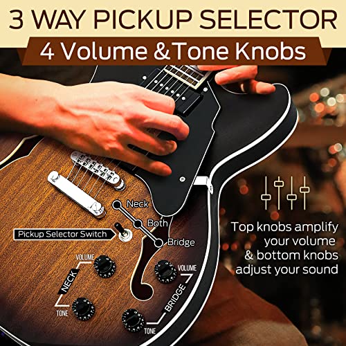 41.8" Full Size Semi Hollow Body Electric Guitar Set with Gig Bag F109