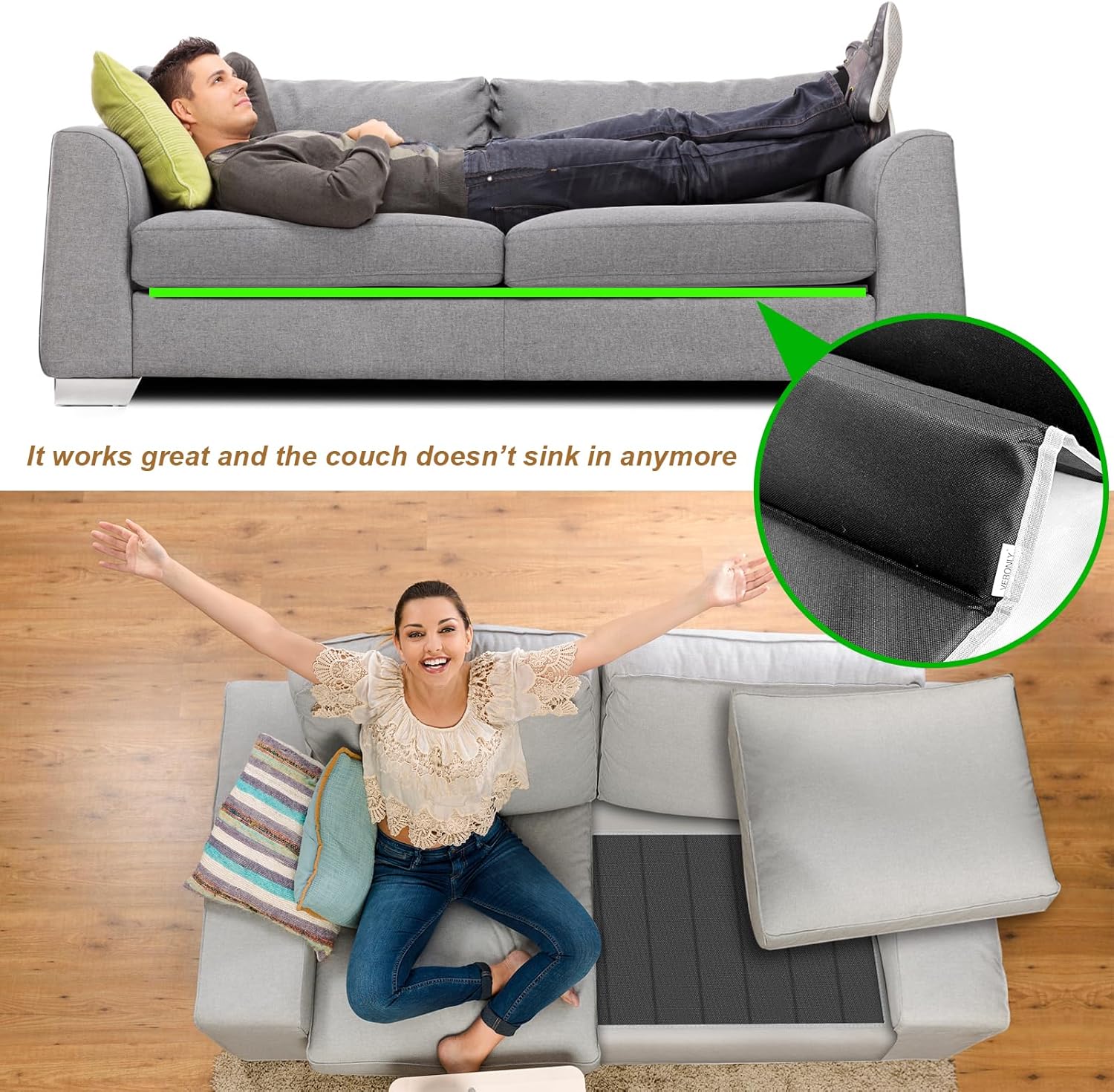 Black Heavy Duty Couch Cushion Support Board 17"x66" Sofa E49384