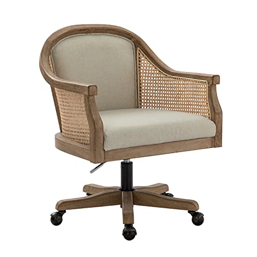 Ivory Rattan Desk Chair with Armrest M63183