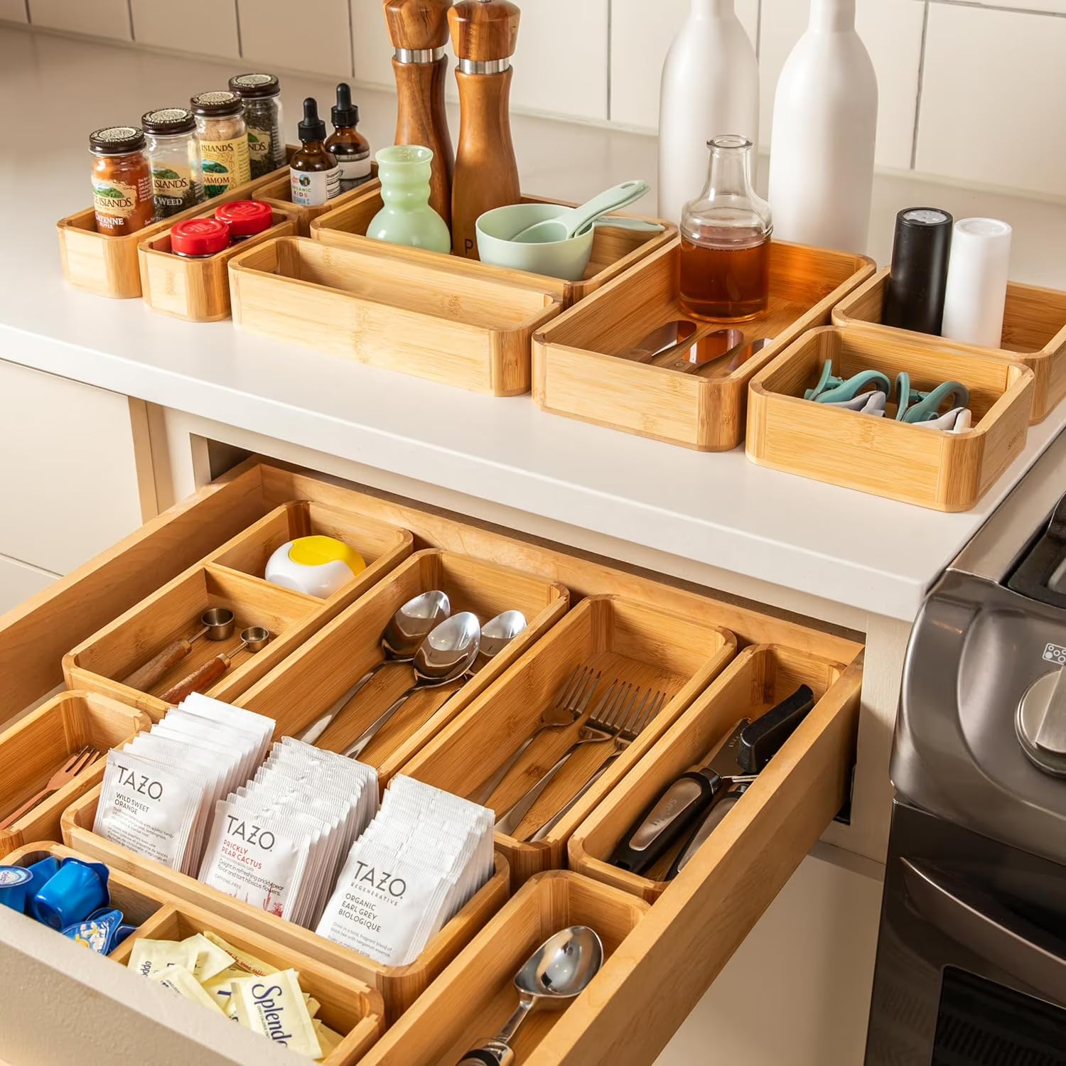8-Piece Bamboo Kitchen Drawer Organizer Set T36135