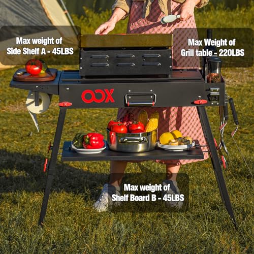 Black Stainless Steel Portable Folding Grill Table V7563