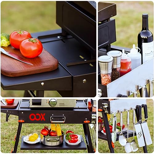 Black Stainless Steel Portable Folding Grill Table V7563