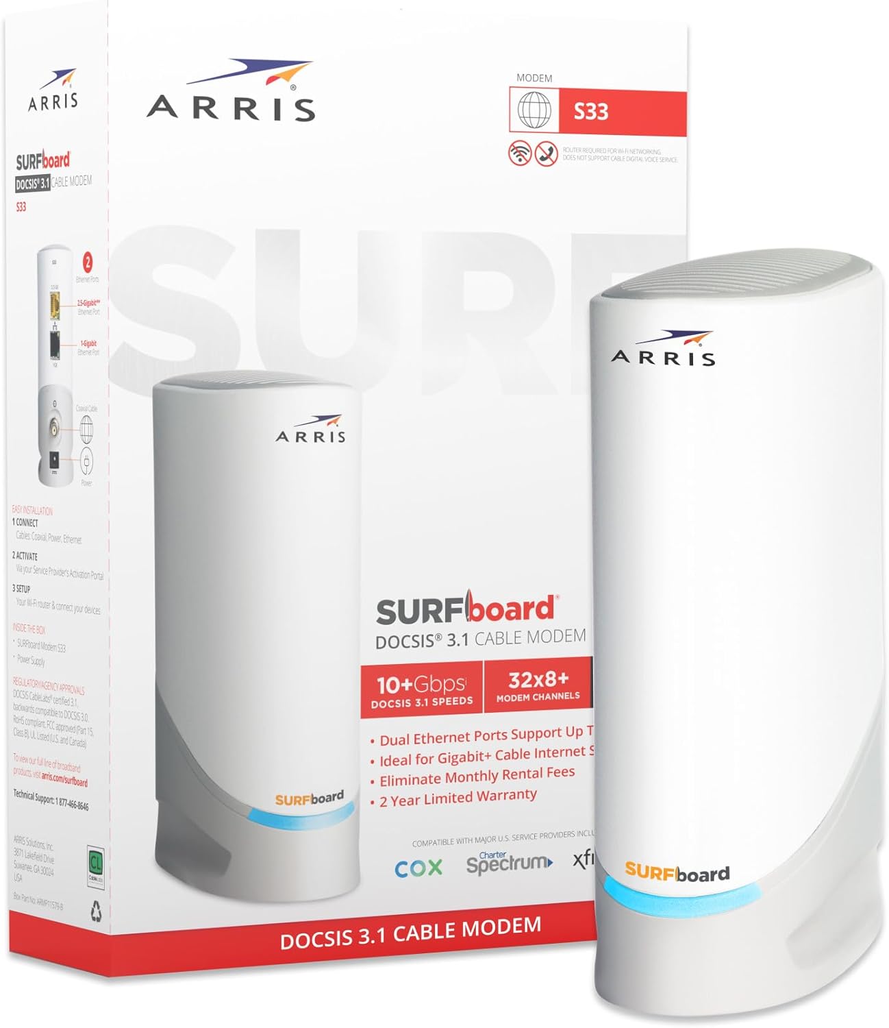 White Cable Modem with 2.5 Gbps Ports T890
