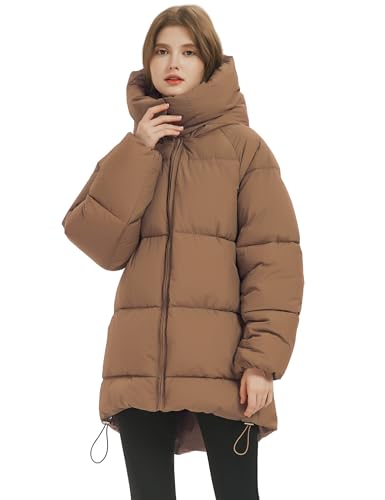 Women Mid-Length Puffer Hooded Jacket Winter Padded Warm Coat S898