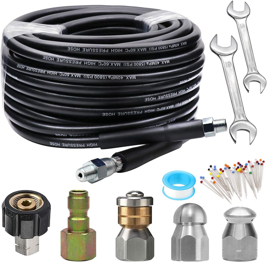 100FT 1/4 Inch NPT 5800PSI Sewer Jetter Kit with Nozzle L71298