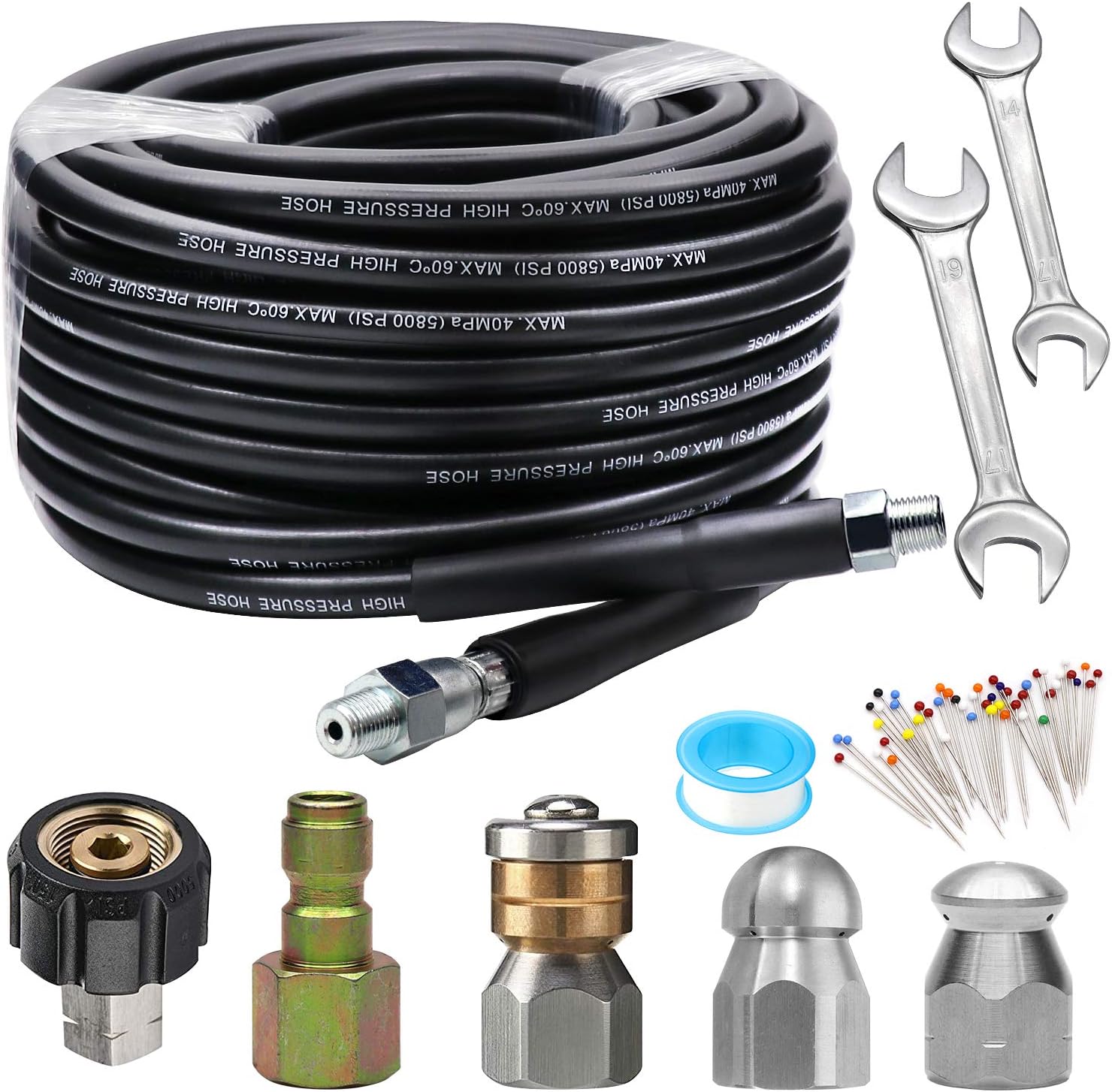 100FT 1/4 Inch NPT 5800PSI Sewer Jetter Kit with Nozzle L71298