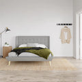 Light Gray Linen Upholstered Bed with Low Profile Platform Frame, Full C485