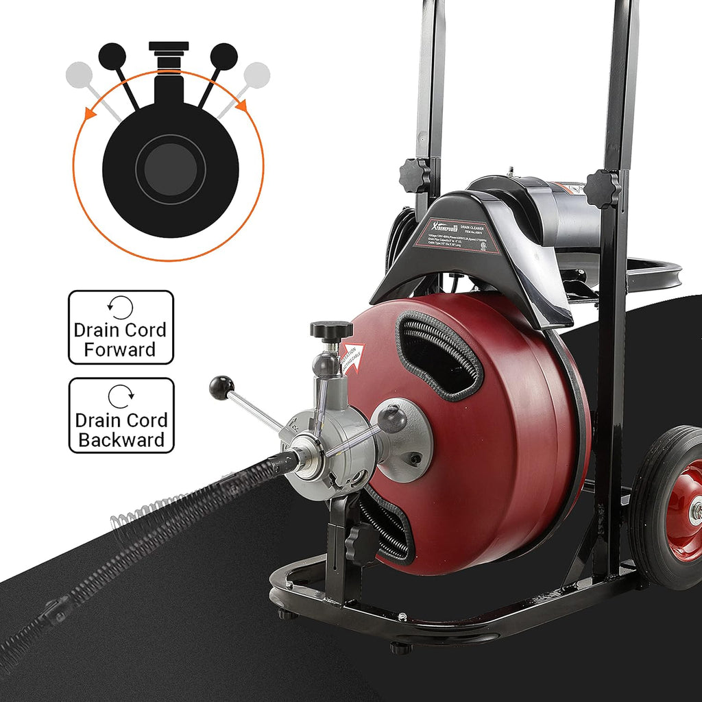 50-Feet Long 1/2 Cable Drain Auger Cleaner with Cutter Set & Foot Switch S379219