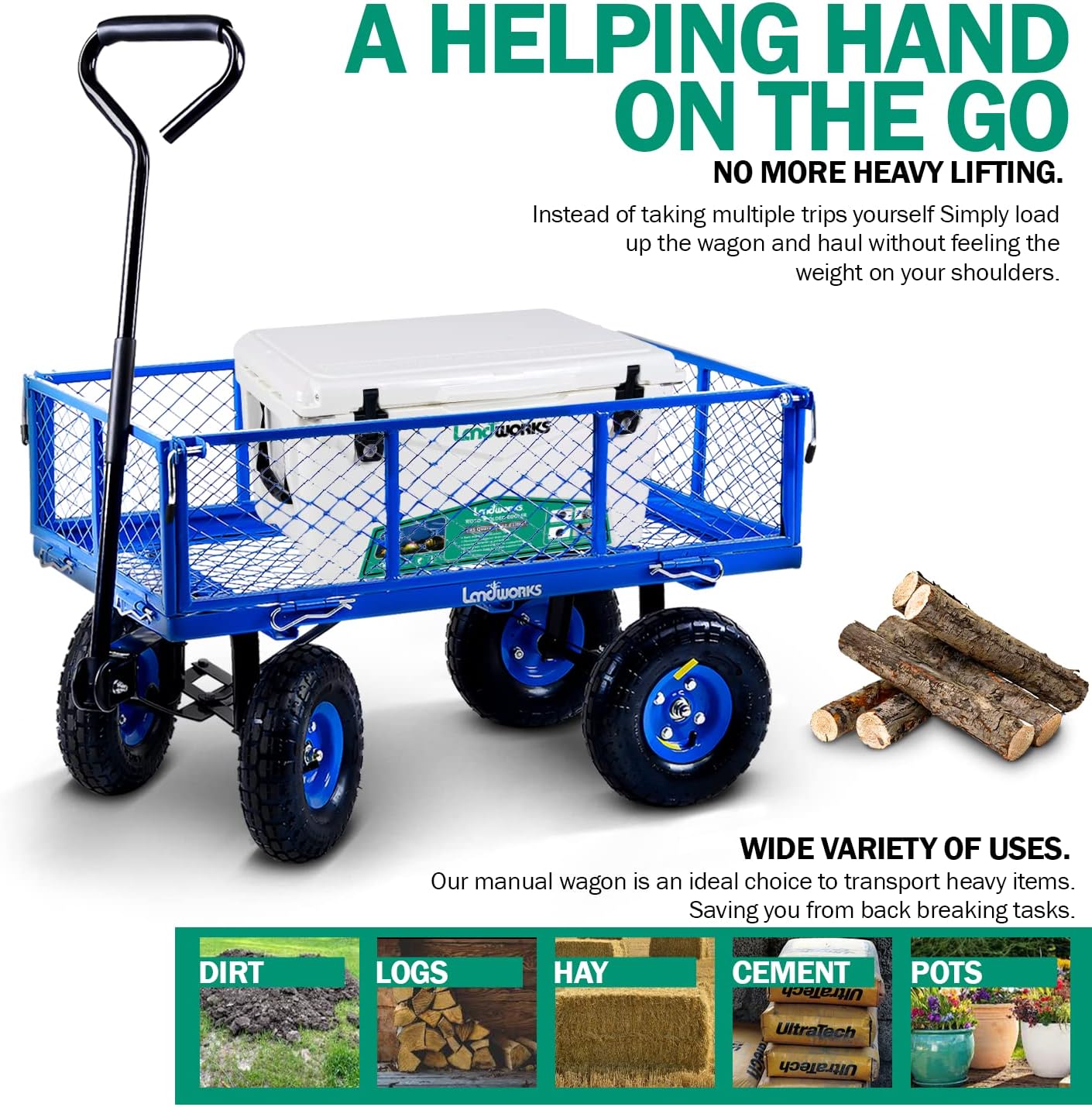 Blue All Terrain Utility Cart with Removable Side Meshes N338
