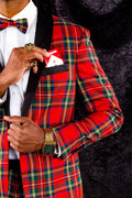 Tartan Plaid Tuxedo, Size 50, Black/Red N3547