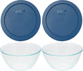 6-Cup Glass Mixing Bowls with Blue Spruce Lids W5660