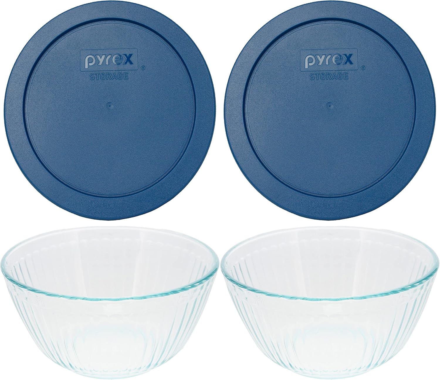 6-Cup Glass Mixing Bowls with Blue Spruce Lids W5660