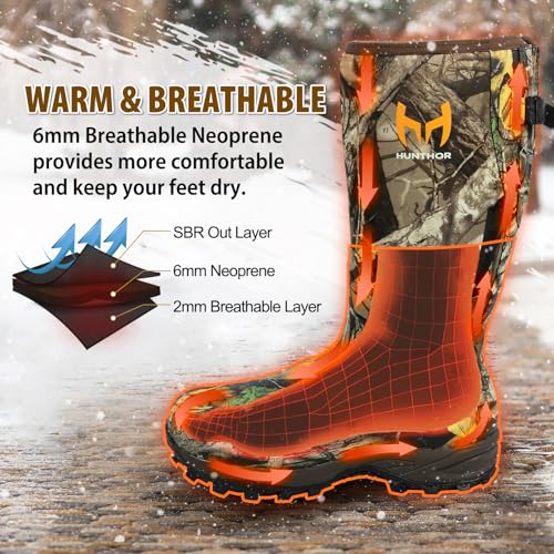 Waterproof Insulated 6mm Neoprene Rubber Hunting Boots (Camo) F6747