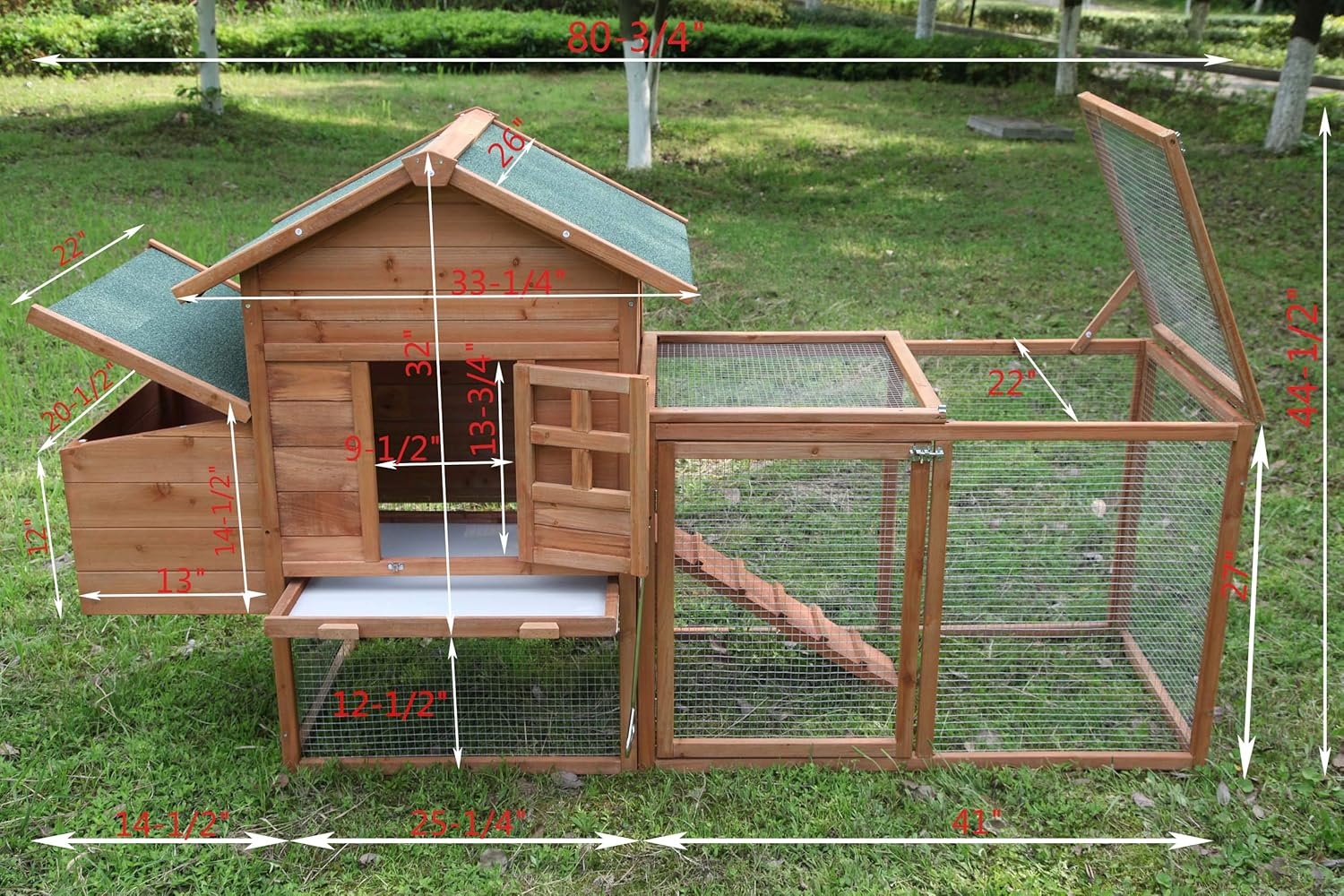 Large Two Tiers Wooden Chicken Coop with Egg Box Run W8120