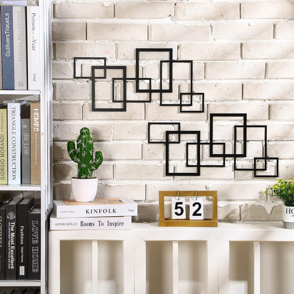 2 Pcs Black Metal Wall Art D86843