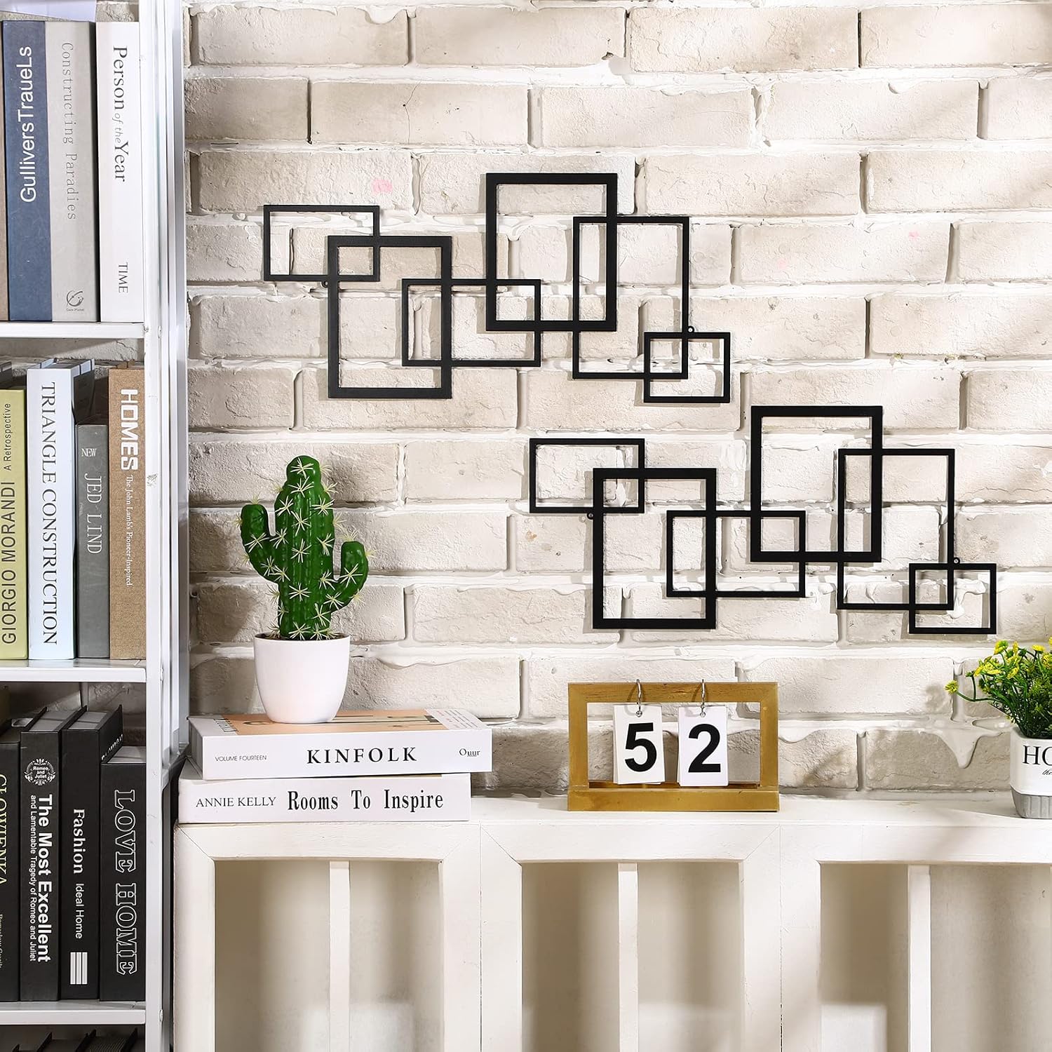 2 Pcs Black Metal Wall Art D86843
