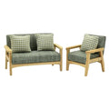 Grey Green Dollhouse Couch and Miniature Sofa Set with Mini Houndstooth Cushions I836048