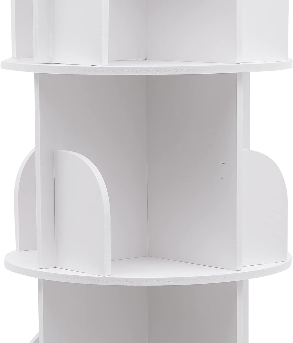 5 Tier 360° Rotating White PVC Board Bookshelf H838339
