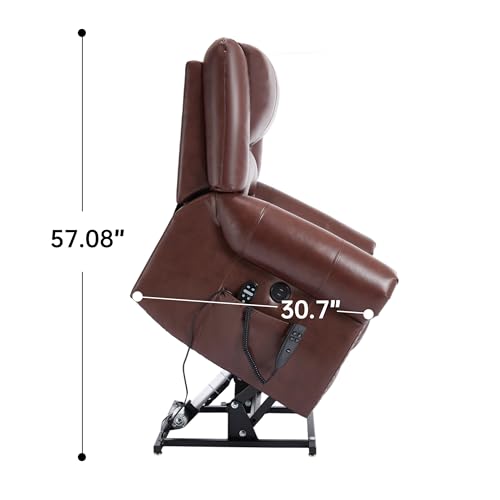 Brown Faux Leather Power Lift Recliner Chair with Massage and Heat O952