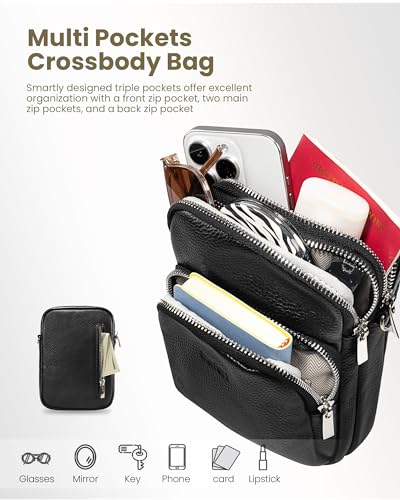 Small Genuine Leather Crossbody Bag with RFID Blocking Card Slots N457