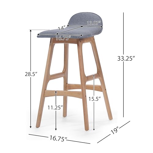 Set of 2 Upholstered Bar Stools with Footrests (Charcoal) K48534