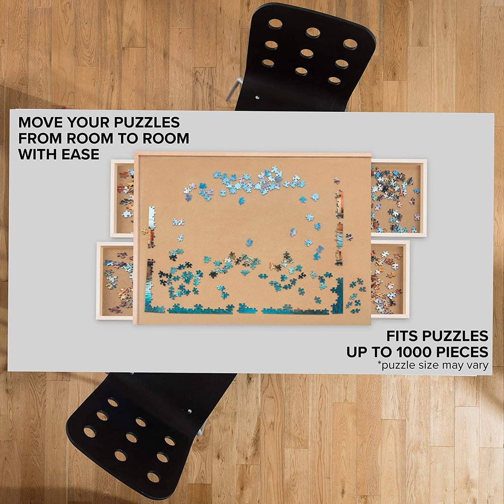 1000 Piece Wooden Puzzle Board with 4 Drawers U495317