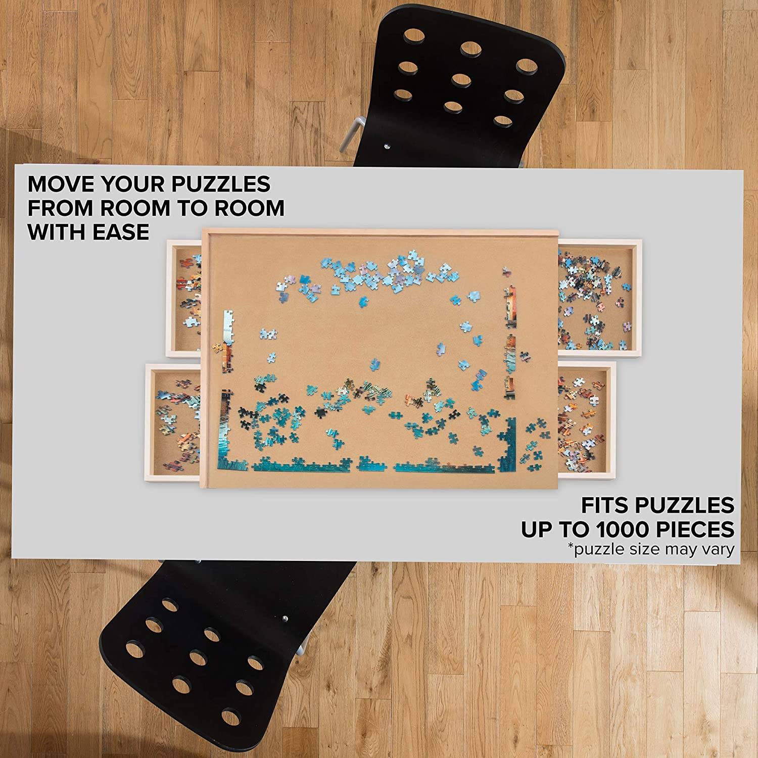 1000 Piece Wooden Puzzle Board with 4 Drawers U495317