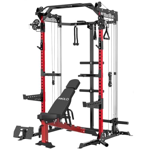 Power Cage Squat Rack with Cable Crossover System L45684
