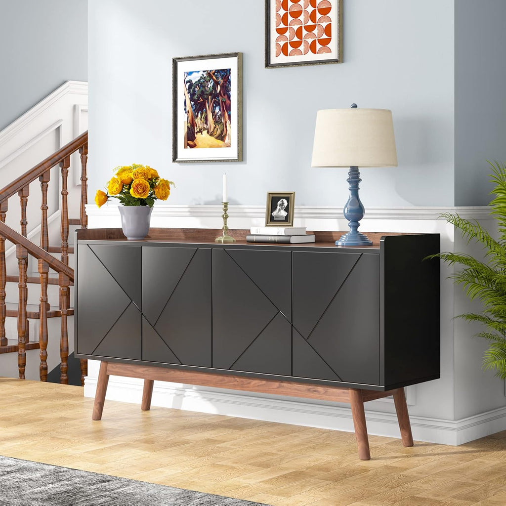 Black 55" Wood Sideboard Cabinet with Doors U7871