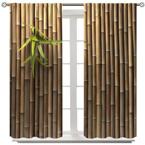 Blackout Bamboo Print Curtains 52" W X 84" L X914587