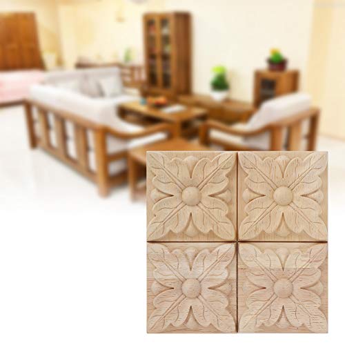 4pcs Square Wood Appliques J198538