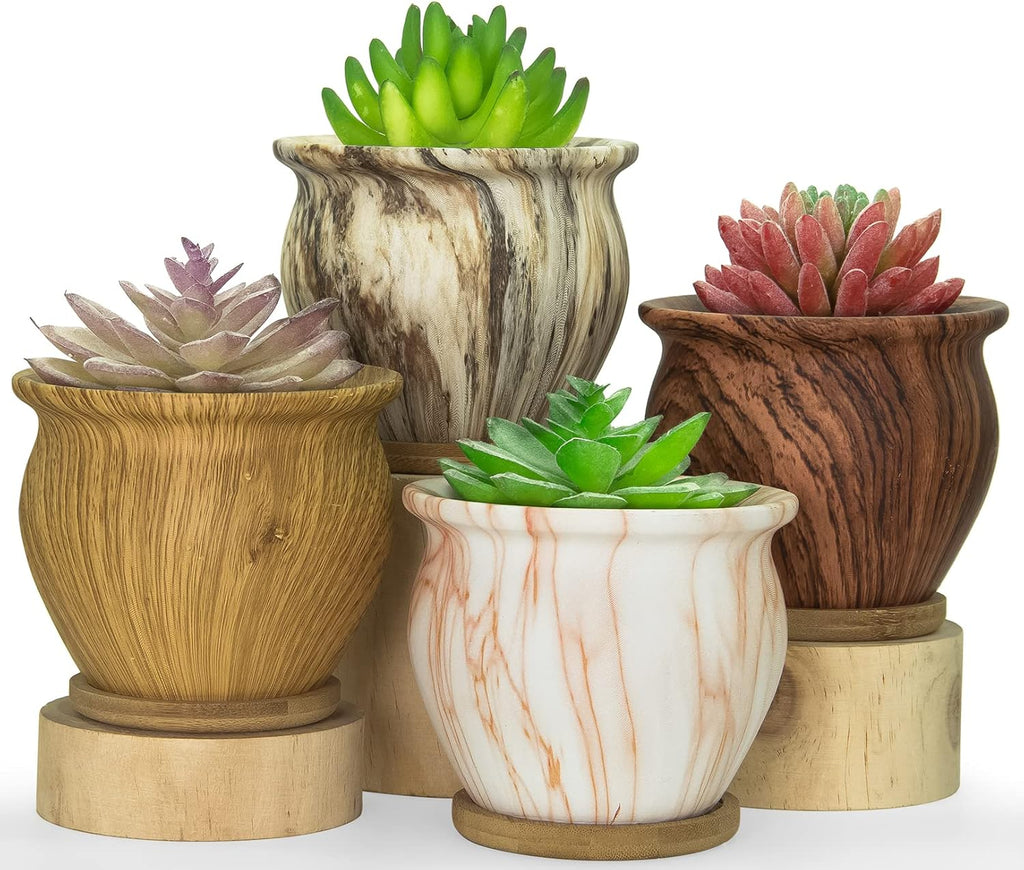 4.5 Inch Ceramic Succulent Pots Set of 4 J87086