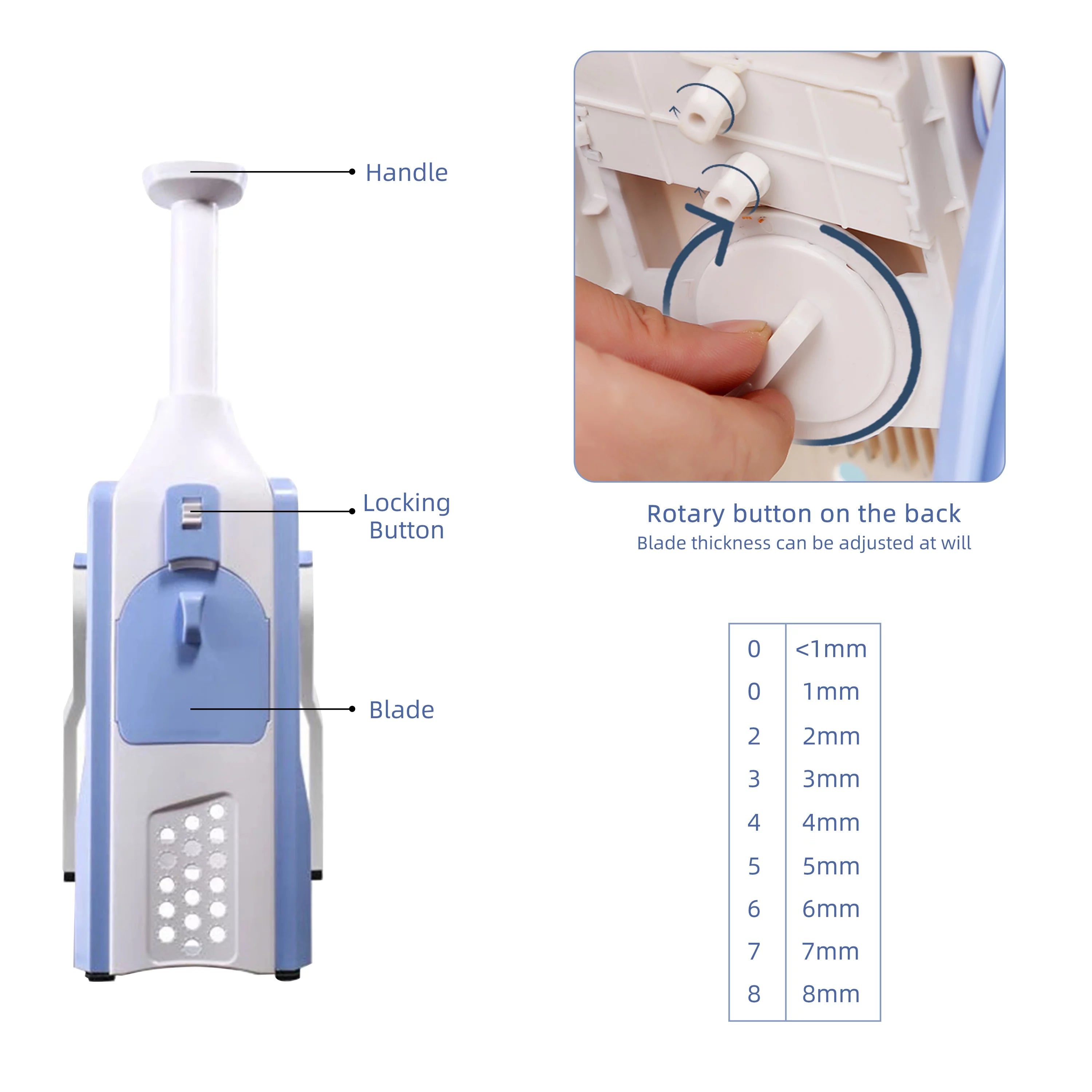 Blue Adjustable Blade Mandoline Vegetable Slicer D414370