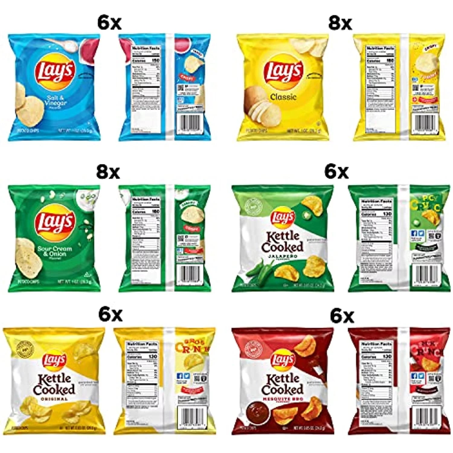 Kettle Cooked Potato Chips Variety Pack, 40 Count T699544