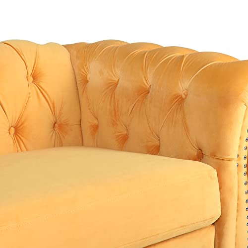 Traditional Chesterfield Velvet Loveseat Sofa with Nailhead Trim J44352