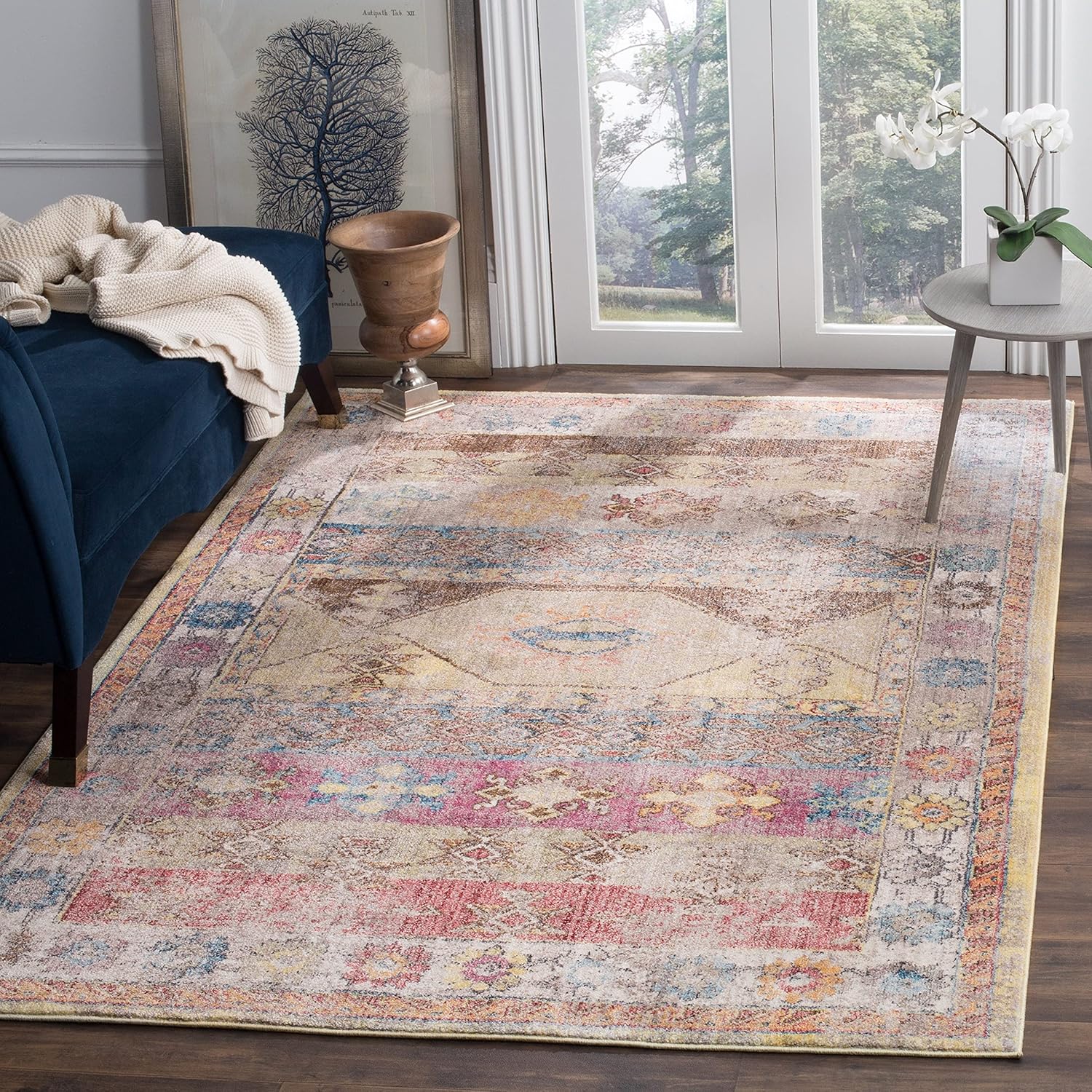 2'3" x 8' Multi Boho Distressed Runner Rug L813