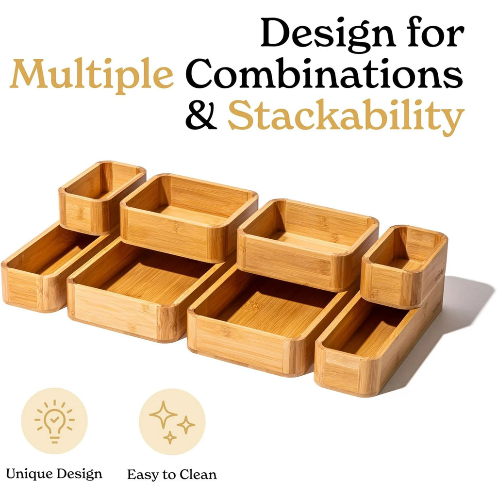 8-Piece Bamboo Kitchen Drawer Organizer Set T36135
