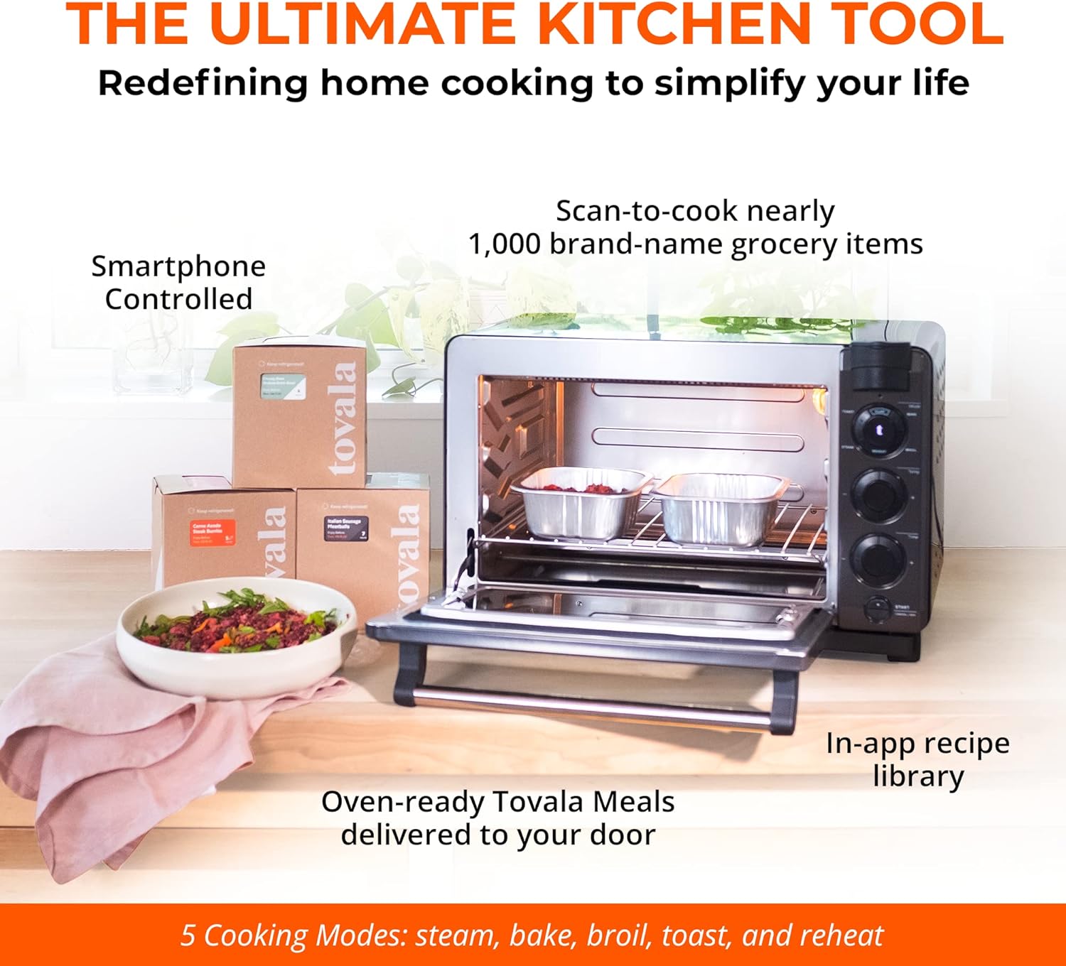 Black & Stainless Steel Smart Steam Oven U754378