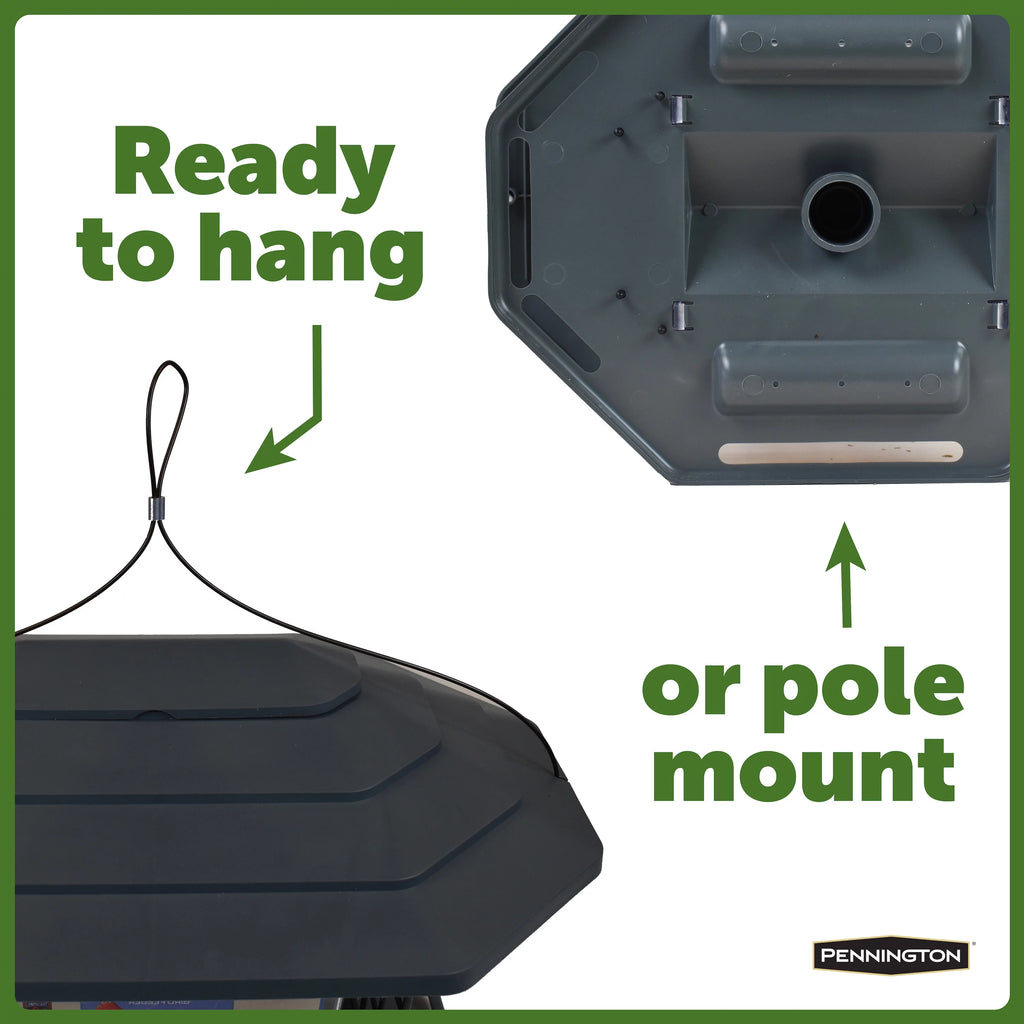 Gray Recycled Resin Wild Bird Hopper Feeder 5 lb. Capacity 2 Pack R8951