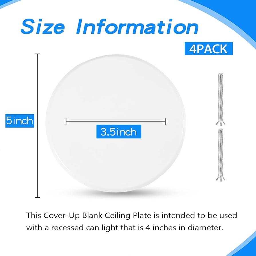 4 Pack 5 Inch Metal Flat Round Ceiling Cover Plate with Screws N59883