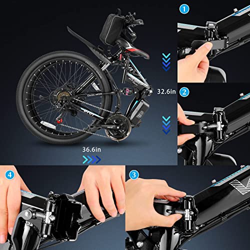 750W Peak Folding Electric Mountain Bike 26'' Ebike with Removable Battery A18722